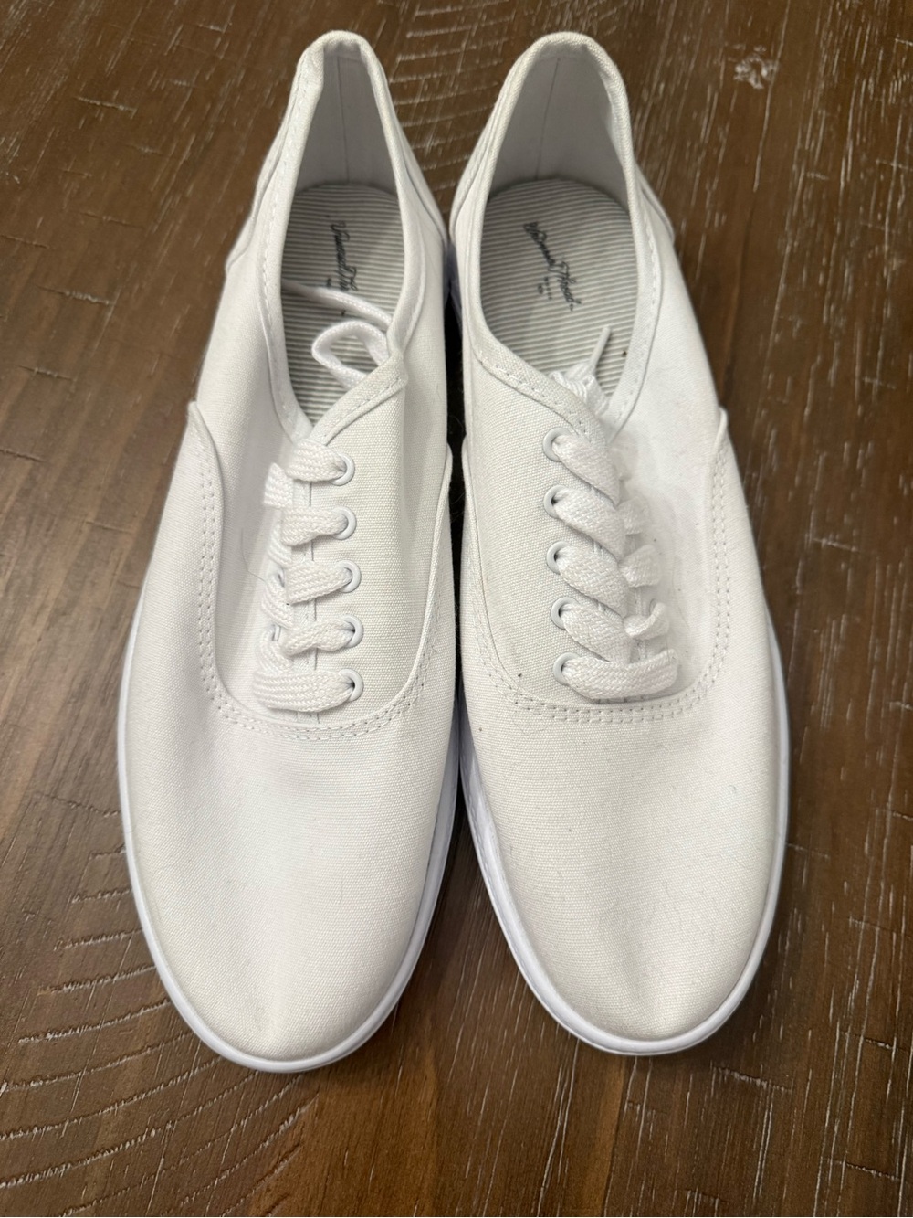 White Canvas Lace Up Sneakers
